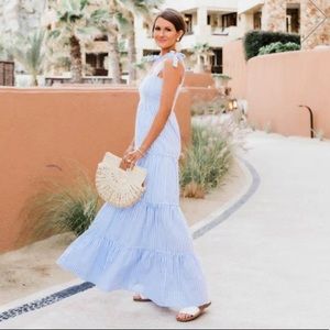 Santorini Striped Blue/White Maxi Dress